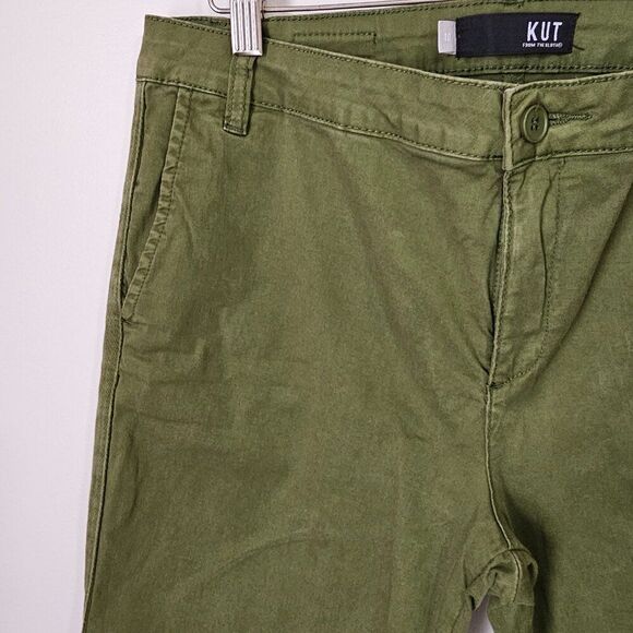 EUC KUT FROM THE KLOTH BRIGHT OLIVE GREEN STRETCH PANTS SIZE 10 - Picture 11 of 14